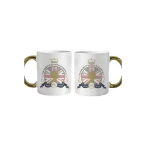 Commemorative Queen Union Jack Gold Handle Mug