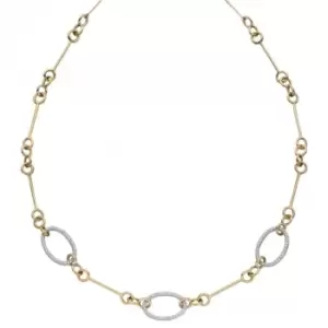 Oval Bar Diamonds Yellow White Gold Necklace GN355