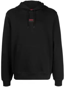 HUGO Logo-patch Detail Hoodie Black