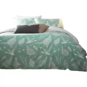 Creative Cloth Moorland Birds Wildlife Duvet Cover Set (Double) (Mint Green) - Mint Green