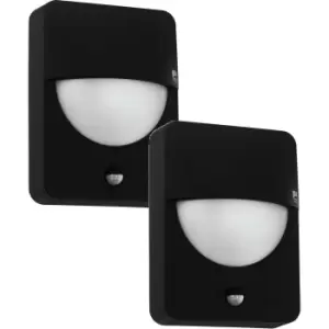 2 PACK IP44 Outdoor Wall Light & PIR Sensor Cast Aluminium 1x 28W E27 Bulb