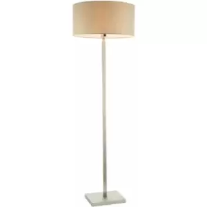 Loops - Floor Lamp Light Matt Nickel & Taupe Fabric 60W E27 Base & Shade e10443