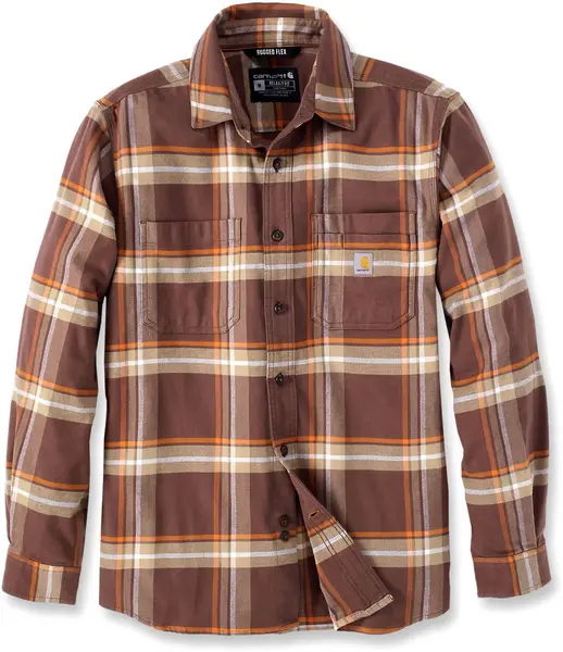 Carhartt Rugged Flex Flannel Plaid Shirt, brown, Size 2XL