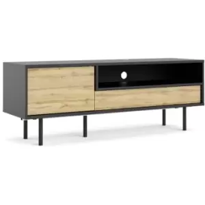 Match TV-Unit 1 Door + 1 Drawer in Black/Oak