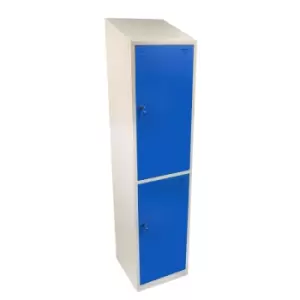 Two Tier Hero Metal Locker, Blue Doors, 1950H x 450W x 450D