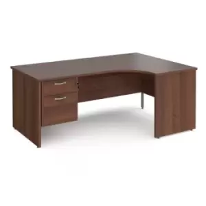 Office Desk Right Hand Corner Desk 1800mm With Pedestal Walnut Top And Panel End Leg 1200mm Depth Maestro 25 MP18ERP2W