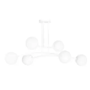 Halldor White Globe Ceiling Light with White Glass Shades, 6x E14