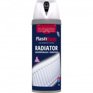 Plastikote Radiator Aerosol Spray Paint Satin White 400ml