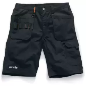 Scruffs Trade Flex Slim Fit Work Shorts With Holster Pockets Black Hardwearing (34 Waist)