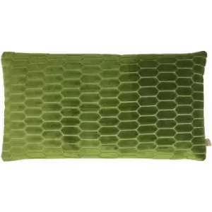 Rialta Embroidery Geometric Velvet Cushion Cover, Fern, 30 x 50 Cm - KAI