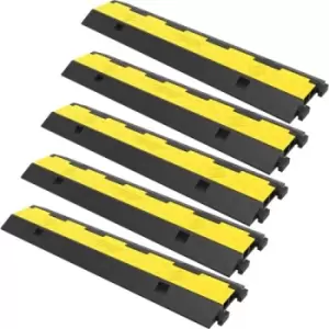 VEVOR Cable Protector Ramp, 5 Packs 2 Channels Speed Bump Hump, Rubber Modular Speed Bump Rated 11000 LBS Load Capacity, Protective Wire Cord Ramp Dri