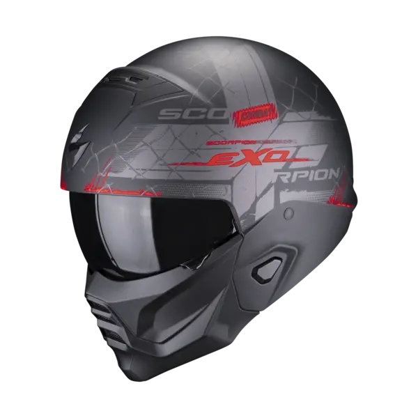 Scorpion Exo-Combat II Xenon Matt Black-Red Jet Helmet M