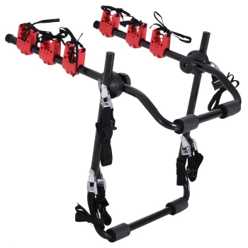 HOMCOM Foldable 3-Bike Carrier Rack-Black/Red Aosom UK