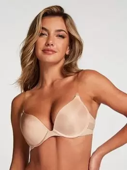 Hunkemoller Hunkemoller Transparent Back Bra - Nude, Nude, Size 32A, Women