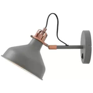 Adjustable Wall Lamp Switched, 1 x E27, Sand Grey, Copper, White - Luminosa Lighting
