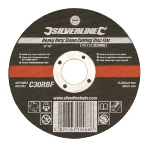 Silverline Heavy Duty Stone Cutting Disc Flat 115 x 3 x 22.23mm 271797