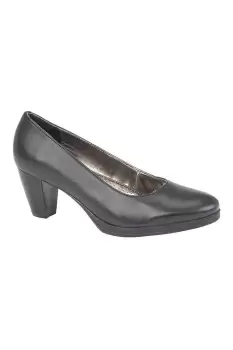 Plain Leather Heel Court Shoes