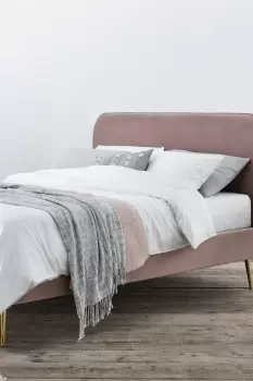 Elona Rosa Pink Velvet Upholstered Bed Frame