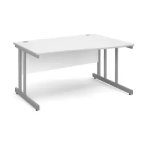 Dams Momento right hand wave desk 1400mm - silver cantilever frame, white top