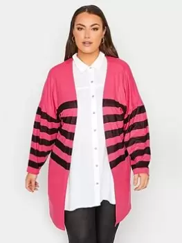 Yours Striped Cardigan - Pink, Size 22-24, Women