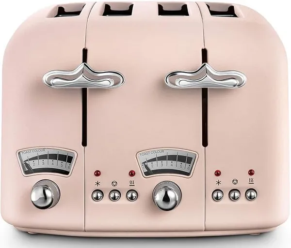 DeLonghi CT04.PK Argento Flora Four Slice Toaster - Pink CT04.PK Pink