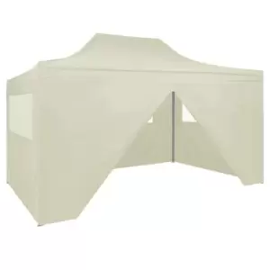 Vidaxl Professional Folding Party Tent With 4 Sidewalls 3x4 M Steel Cream