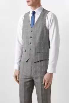 Slim Fit Neutral Check Suit Waistcoat