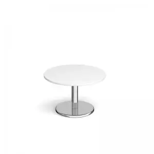 Pisa circular coffee table with round chrome base 800mm - white