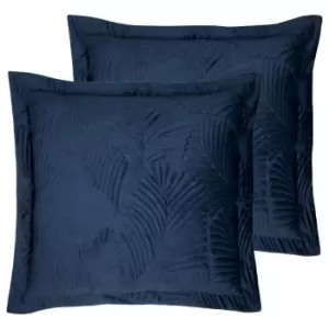 Paoletti Palmeria Twin Pack Polyester Filled Cushions Navy