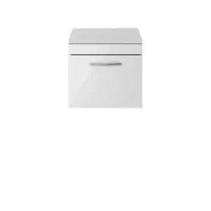 Nuie Athena 500 Wall Hung Single Drawer Vanity & Worktop - Gloss Grey Mist