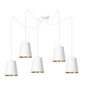 Emibig Link White/Gold Cluster Pendant Ceiling Light 5x E27