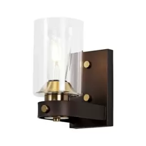 Wall Lamp 1 Light E27, Brown Oxide, Bronze With Clear Glass Shades - Luminosa Lighting