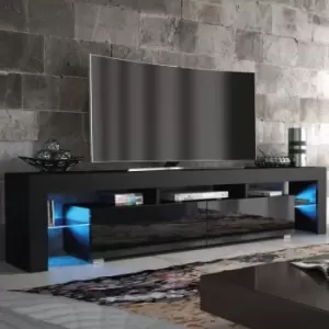 TV Unit 200cm Sideboard Cabinet Cupboard TV Stand - Black