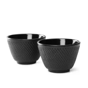 Tea Cups Jang Design Cast Iron Set of 2" Black