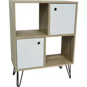 Open Sideboard Shelving with Cupboards - White / Oak - Light Oak / White