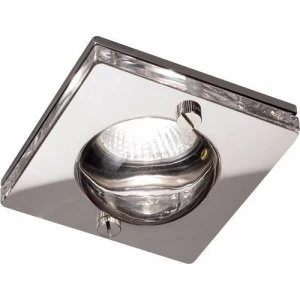 KnightsBridge 50W IP65 Decorative Square Glass Bathroom Downlight - Clear Glass