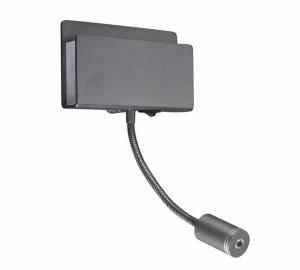 Wall Light Rectangular 2 x 3W LED 3000K, 470lm, Switched Matte Black