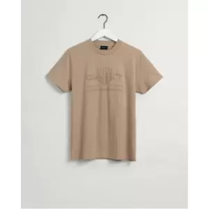 Gant Tonal Shield T Shirt - Beige