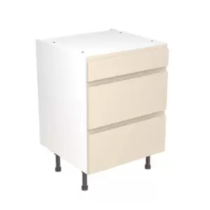 KitchenKIT J-Pull Handleless 60cm 3-Drawer Unit - Gloss Cashmere