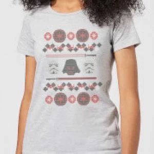 Star Wars Empire Knit Womens Christmas T-Shirt - Grey - M