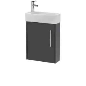 Hudson Reed Juno Compact 440mm Wall Hung 1 Door Unit & 1 Tap Hole Basin RH - Graphite Grey