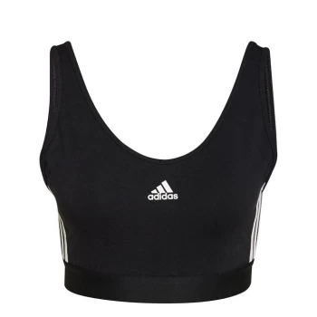 adidas Essentials 3-Stripes Crop Top With Removable Pads - Black/White