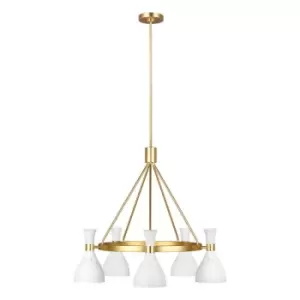 5 Bulb Chandelier LIght Matte White / Burnished Brass LED E27 60W