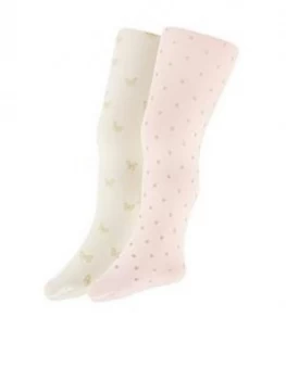 Monsoon Baby Girls 2Pk Glitter Print Tights - Multi