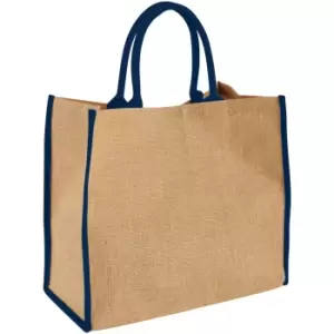 Bullet The Large Jute Tote (40 x 20 x 35cm) (Natural/Navy)