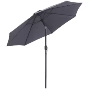 Outsunny 2.7M Patio Sun Umbrella Parasol Tilt Shade Shelter Canopy Aluminium Frame, Charcoal Grey