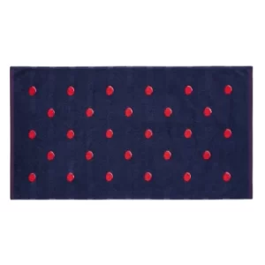 Joules Shadow Spot 100% Cotton Comet Bath Mat Navy Blue/Red