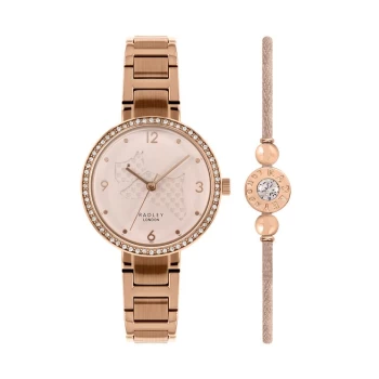 Radley Ladies Rose Gold Tone Watch & Bracelet Gift Set