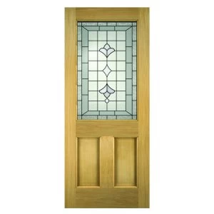 Wickes Avon External Oak Veneer Door Glazed 2 Panel 2032 x 813mm