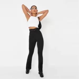 Missguided Slinky Lace Trim Flare Trouser - Black